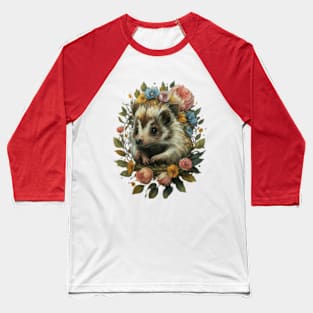 Hedgehog gift ideas, hedgehog kids tee, floral hedgehog toddler gift ideas, hedgehog tees hoodies sweaters Baseball T-Shirt